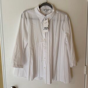 Zara Classic White Pleated Shirt “The Nova Shirt”